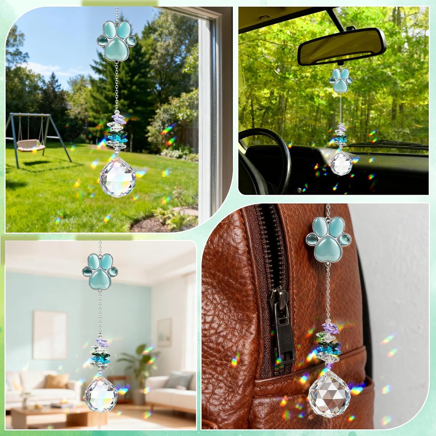 Pet Memorial Gifts for Loss of Dog or Cat, AVIMO Crystal Suncatcher with Rainbow Light Effect and Paw Print Design, Includes Fur Keepsake Keychain, Sympathy Gift Set for Remembrance & Bereavement