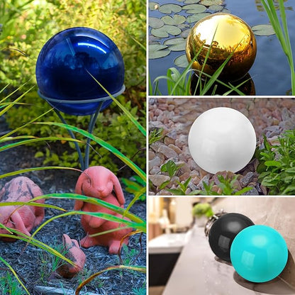 uxcell 2 Pcs Gazing Globe Decor Ball 2.5 Inch 63mm Reflective Garden Sphere Hollow Ball, Seamless Stainless Steel Gazing Ball, Smooth Mirror Globe for Garden Home Decor, Dark Blue
