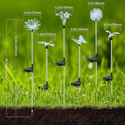 Solar Garden Lights Outdoor - 6 Pack LED Figurine Stake Lights, Color Changing Landscape Lighting, Halloween Decorative Flower Lights Solar Powered Waterproof for Patio Yard Pathway, Housewarming Gift