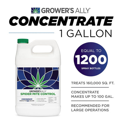 Grower's Ally Spider Mite Control Concentrate 1 gal | Natural Spider Mite & Insect Killer with Rosemary Oil - Trusted by Cultivators for Indoor and Outdoor Use