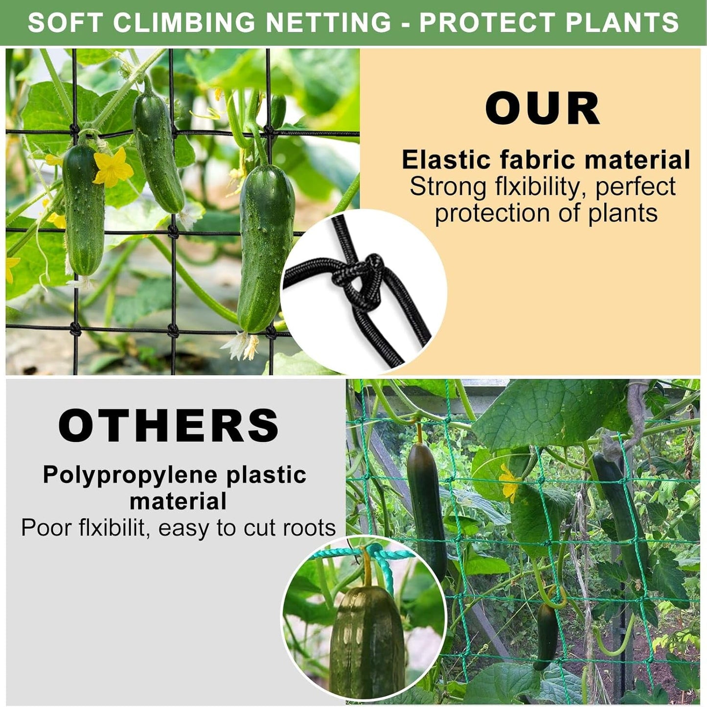 Scrog Net 2x2 Trellis Net for Grow Tent, Elastic Heavy Duty Trellis Netting with Hooks for Indoor Plant Growing Tents, Hydroponics, Trellis for Climbing Plants Outdoor
