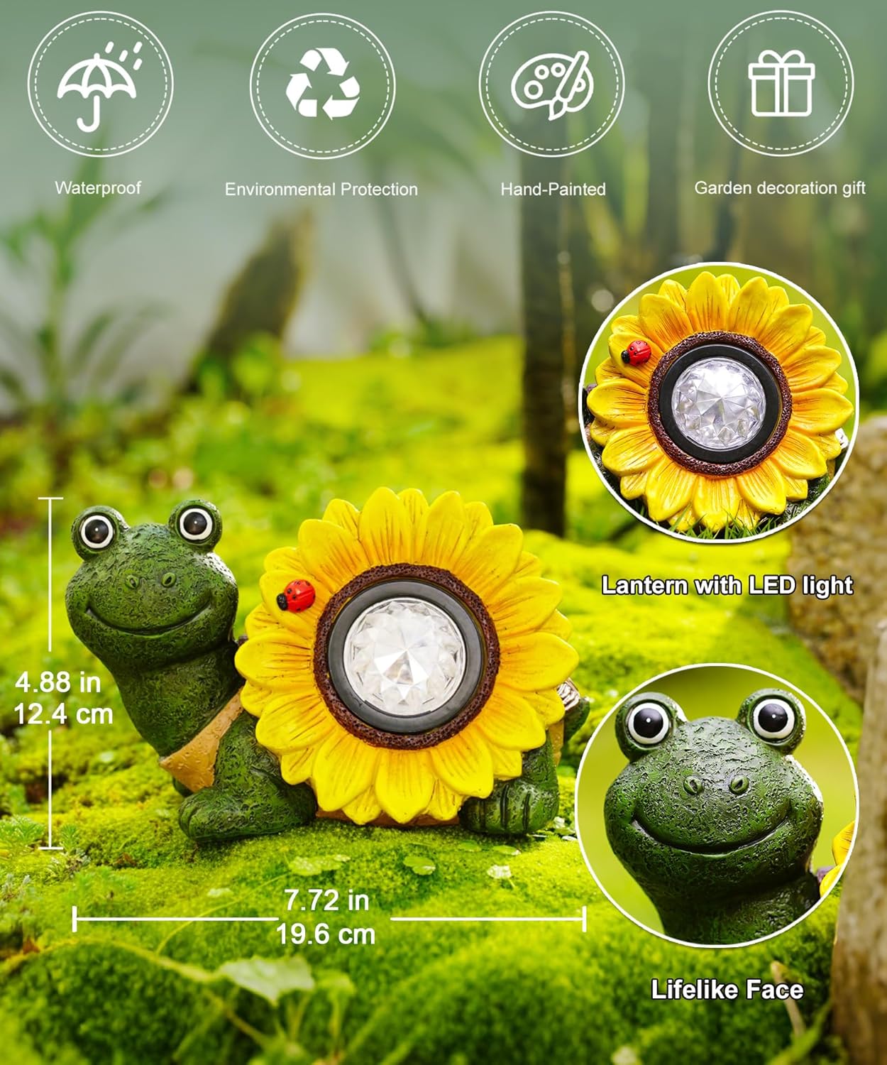 Solar Turtle Sunflower Light Garden Decor, Outdoor Statue Ornaments for Home Yard Lawn,Unique Gifts for Women Grandma Mom