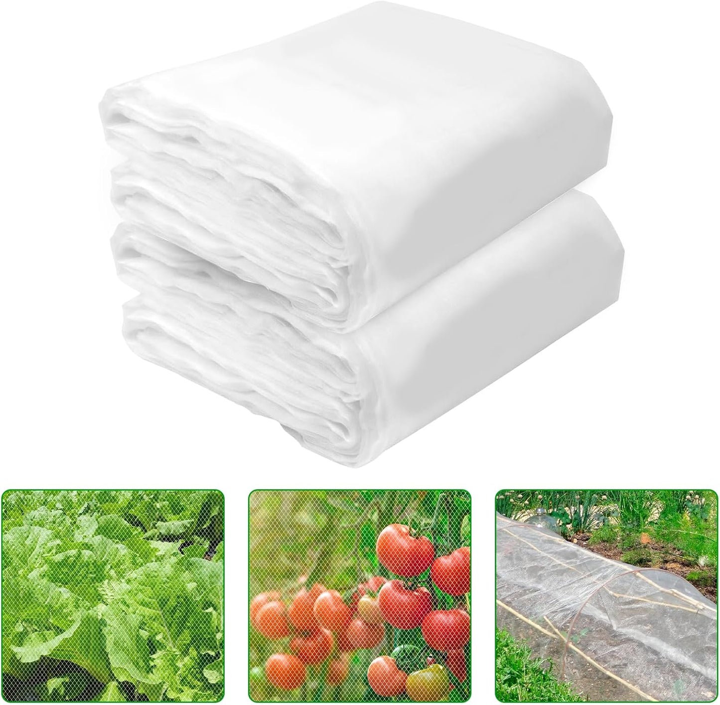 2 Pack Garden Netting, 8 x 19 FT Bird Netting Barrier Row Cover, Plants Covers Protection Ultra Fine Net for Fruits Flower Vegetables from Insect Pest Barrier Bug Eating