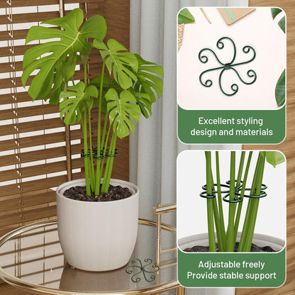 4PCS Green Iron Monstera Support, Uniquely Designed Plant Support Stakes for Indoor Plants, Stable Plant Stakes and Supports, Turtle Shell Bamboo Clamp Set for Thriving Growth
