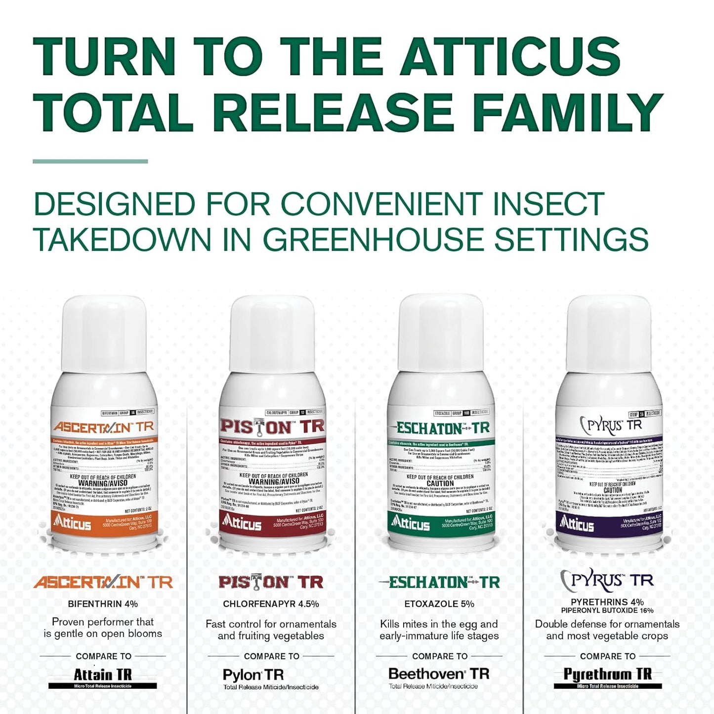 Atticus Eschaton TR Greenhouse Fogger (2oz Can) - (Compare to Beethoven) - Total Release Etoxazole Insecticide/Miticide - Kills Mites and Suppresses Whiteflies