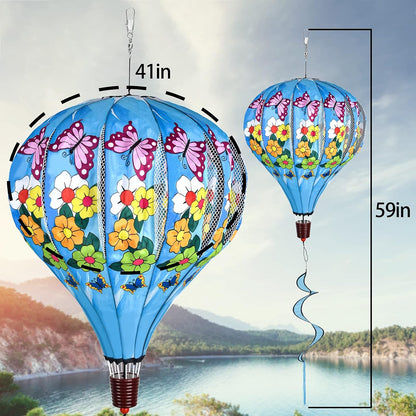 Giant Butterfly Hot Air Balloon Garden Wind Spinners Large Pinwheels Whirligigs Windmill Toys for Kids Yard Decor Lawn Decorations Outdoor Whirlygig Windmills Wind Twister Everyday 59" L 2Pack