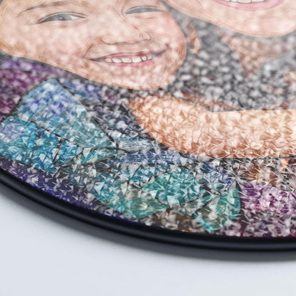 LOVELYPOD Custom Mom Faux Stained Glass Sun Catcher, Personalized Family Portrait Window Hanging, Gifts for Mom, Custom Photo Gifts, Mothers Day Sun Catcher