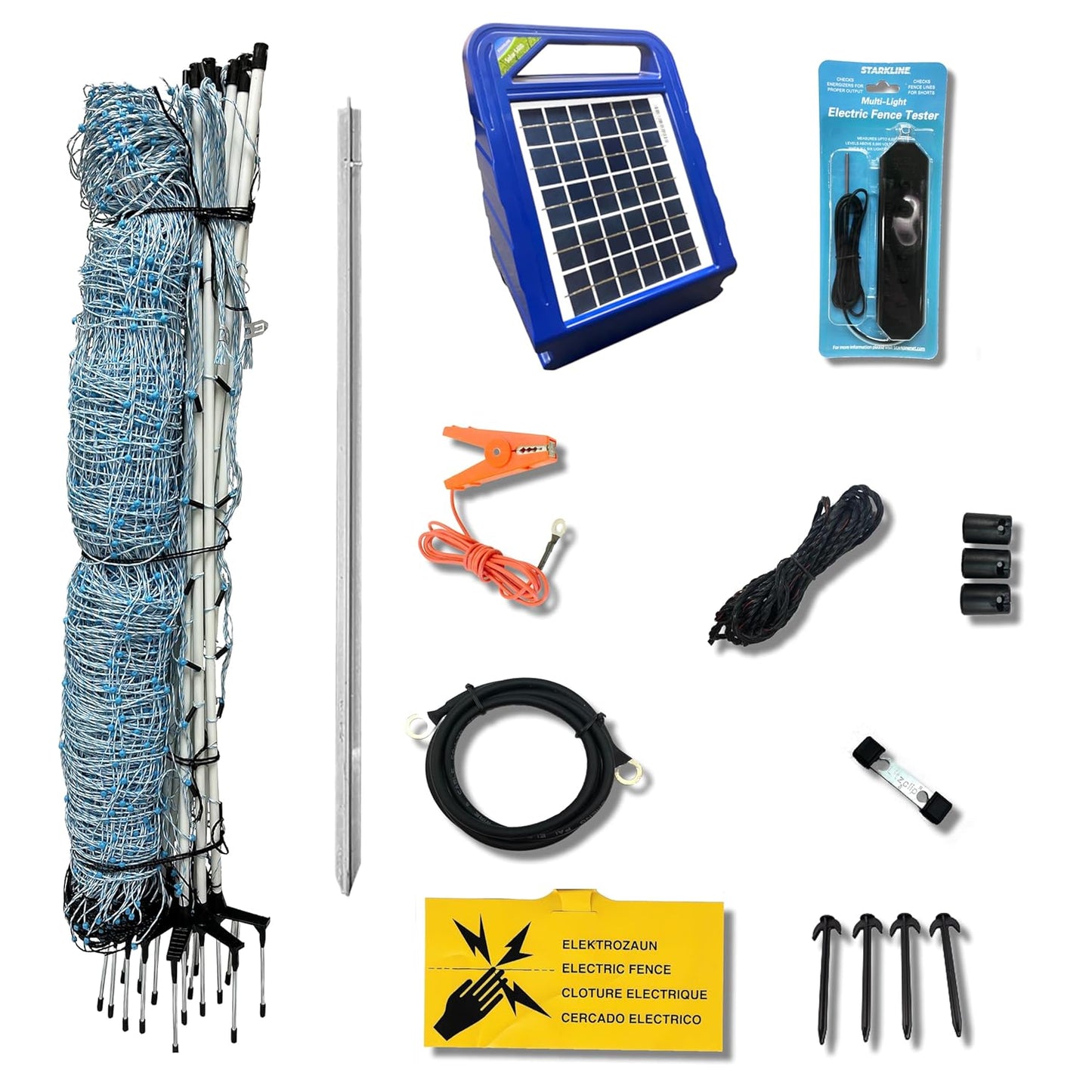 Starkline 35"x164' Electric Netting All-in-One Solar Kit for Goats, Sheep, Gardens, Beehives, Dogs, and More for Backyards, Homesteads, Farms and Ranches