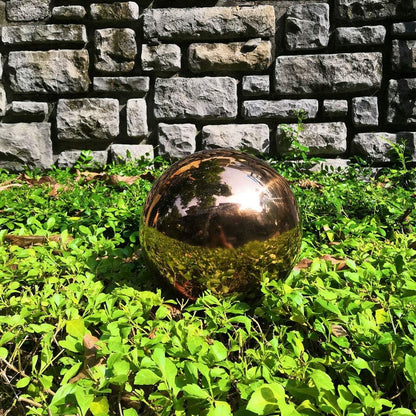 30 cm/12 inch Diameter Gazing Globe Mirror Ball,Rose Gold Stainless Steel Polished Reflective Smooth Garden Sphere,Colorful and Shiny Addition to Any Garden or Home
