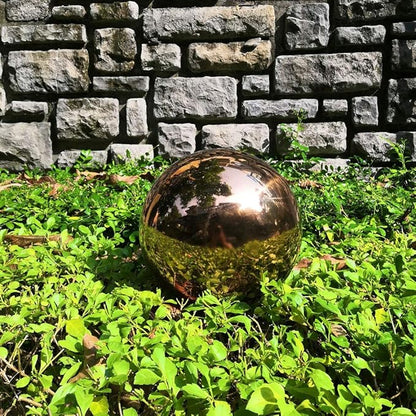 15 cm/6 inch Diameter Gazing Globe Mirror Ball,Rose Gold Stainless Steel Polished Reflective Smooth Garden Sphere,Colorful and Shiny Addition to Any Garden or Home