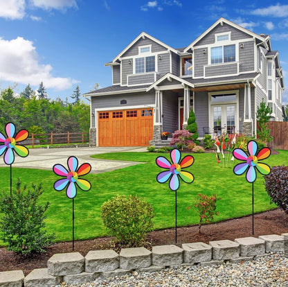Flower Spinners Colorful Wind Spinners for Lawn Pinwheels Windmill Party Pinwheel Wind Spinner Yard and Garden, 4pcs