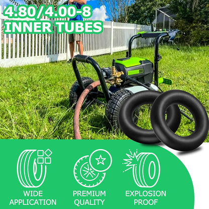 4.80/4.00-8" Inner Tube with Straight Valve Stem (2-Pack) - Heavy Duty Replacement Tire Tubes for Wheelbarrows, Mowers, Hand Trucks, Dollies