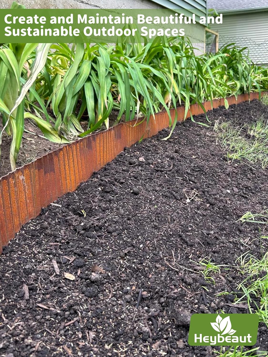 Corrugated Metal Garden Edging - 12" x20' Cold-Rolled Steel Border, Durability Easy to Cut, Easy Installation & Stability, Ideal for DIY Flower Beds, Pathways and Patio Design Rusted