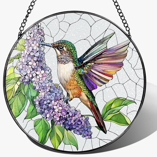 Stained Glass Window Hanging, 8 Inch Hummingbird Sun Catchers, Stained Glass Suncatcher, Window
