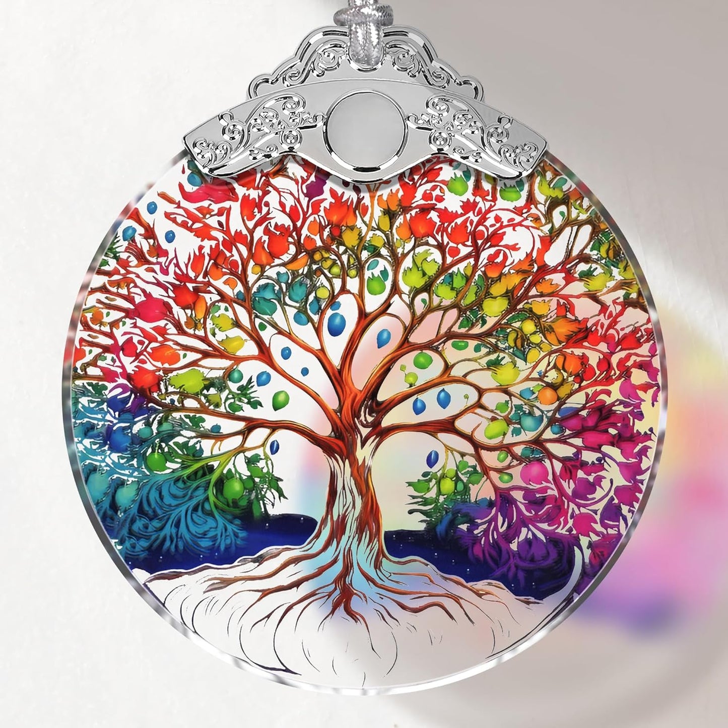 Tree of Life Stained Glass Ornament - Christmas Tree Decor, Ornaments for Christmas and Exchange