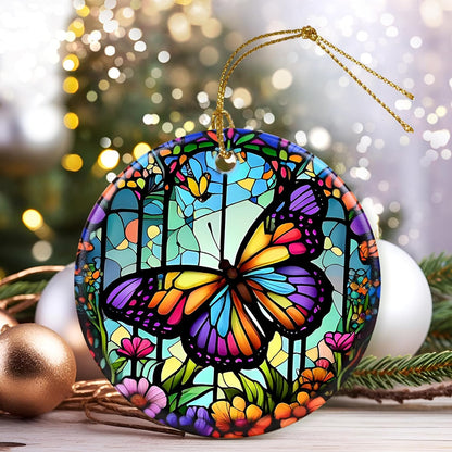 Colorful Ceramic Butterfly Christmas Ornaments - Butterfly Lovers' Gift, Christmas Decor & Tree Ornaments