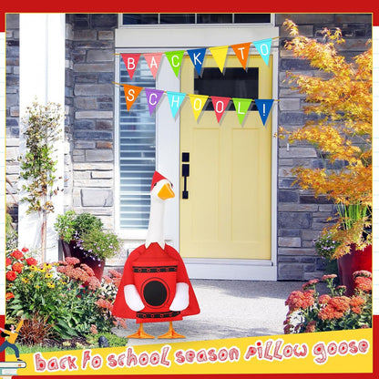 2 Pcs Porch Goose Outfit Halloween Geese Crayon Bus Teacher Cosplay Clothes for 23" Lawn Cement Goose Halloween Garden Patio Yard Outdoor Decorations(Large Crayons)