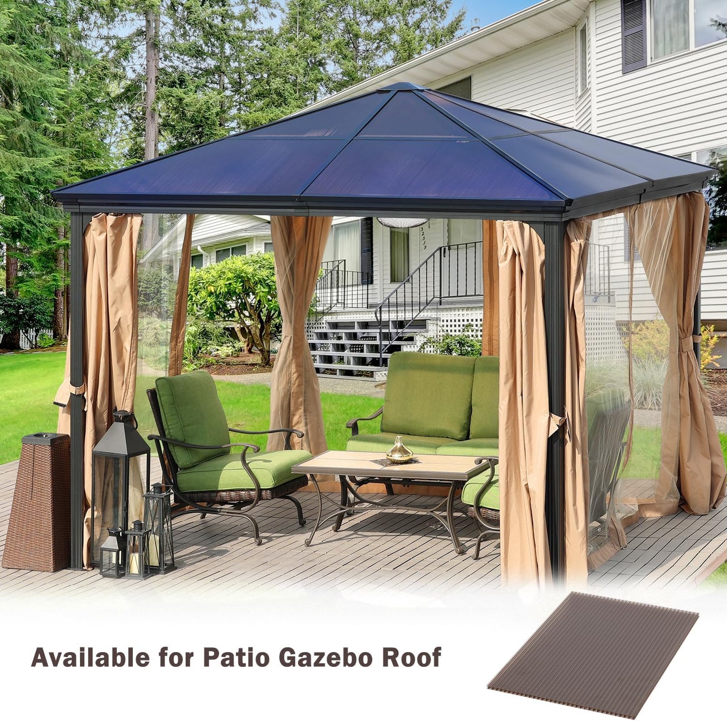 BPS 6Pcs 62'' (W) x 28'' (L) x 0.2'' Polycarbonate Panels, Waterproof UV Protected Reinforced Sheets, Outdoor Greenhouse and Gazebo Covering, Twin-Wall Bronze Sheets