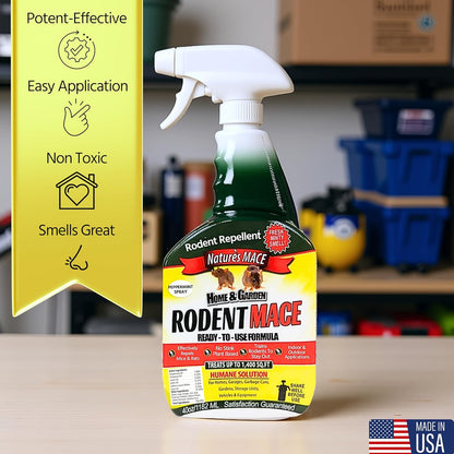 Nature’s MACE Rodent Repellent 1 Gal Concentrate Covers 87,000 Sq Ft, Rodent Repellent Outdoor, Keep Rodents Out of Home, Garage, Attic, Peppermint Spray Blend for Rodents, Safe Around Kids & Pets