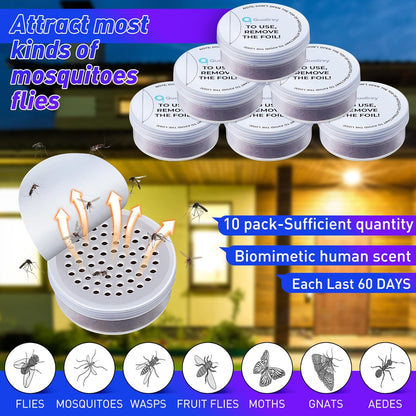 Qualirey 10 Pcs Mosquito Attractant for Bug Zapper, Each Last 60 Day Pest Lure Mosquito Trap Fly Biting Insect Bait Refill High Catch Rate Compatible with DynaTrap and All Insect Trap Indoor Outdoor