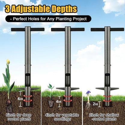 Bulb Planter Tool - 34" Long Handle Sod Plugger Lawn Plug Digger,Auto Plug Eject,Heavy Duty Garden Plant Hole Cutter for Grass,Tulip,Soil Transplant Plugging,Turf Repair Remover for Yard -Black