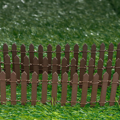 Mini Fairy Garden Fence, 35.5 Inch Cuttable Small Wood Picket Fence, DIY Miniature Accessories Decoration for Dollhouse, Crafts, Vegetable Platter, Cake(Brown)
