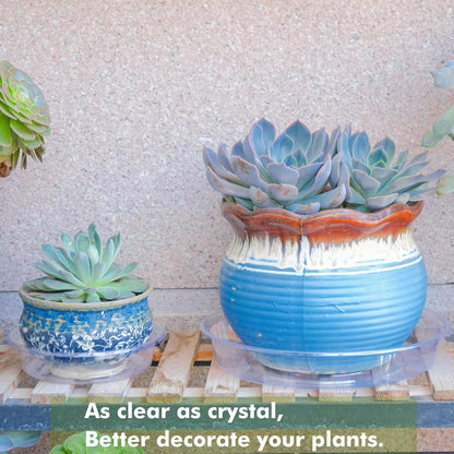 Plant Saucer 30 Pack Plant Trays for Pots 4/6/8/10/12 Inch Plastic Plant Saucers for Outdoors & Indoors Clear Drip Trays for Potted Plants Flower Pot Plates to Catch Water Drainage Dishes No Holes