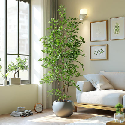 Artificial Ficus Tree Indoor 6ft, Large Potted Faux Tree with Realistic Silk Leaves & Trunk for Home Office, Living Room Corner Decor