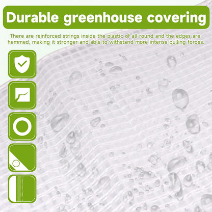 Greenhouse Cover,Clear Plastic Covering, 16Mil Thickness Heavy Duty Clear tarp for Chicken coop,Gardening,Farming, Greenhouse Plastic sheeting with Grommets (White, 3ft*3ft)