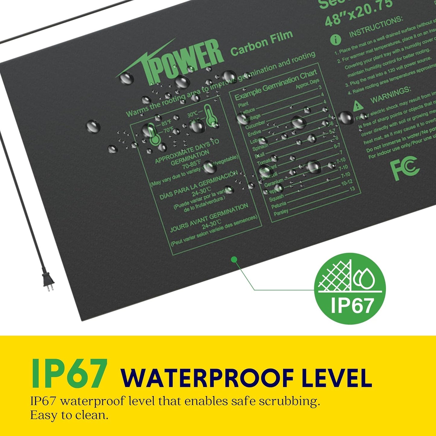 iPower 2 Pack 48"x20.75" Seedling Heat Mat with Built-in Temperature Controller, MET Certified Waterproof Plant Heating Pad, for Germination, Breeding, Brewing