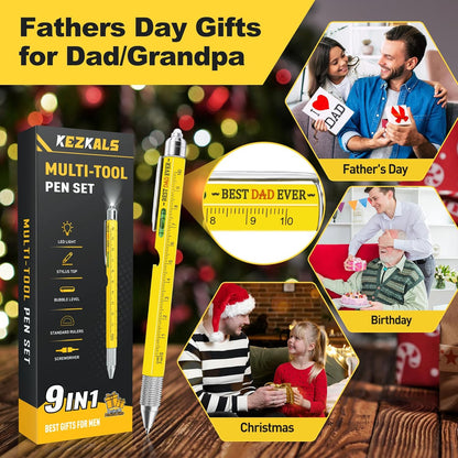 KEZKALS Gifts for Dad, 9 in 1 Multitool Pen Gifts for Men, Mens Stocking Stuffers for Adults, Mens Gifts for Him Grandpa, Personalized Dad Gifts for Men, Christmas Gifts for Men's Who Have Everything
