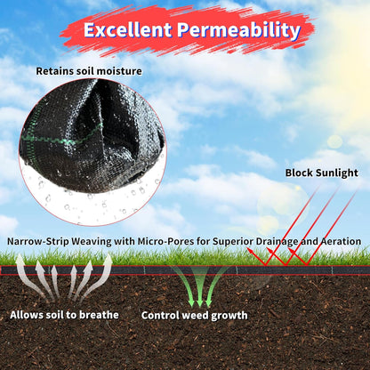 3ft x100ft Landscape Fabric -Heavy Duty Weed Barrier Fabric for Landscaping, Weed Blocker Cloth,Geotextile Fabric for Garden, Driveway & Ground Cover, Garden Weed Mats,Grid Design