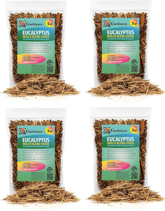 Gardenera Organic Eucalyptus Mulch - Create an Eco-Friendly Garden with Natural Weed Control - 20 QUARTS