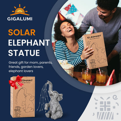 GIGALUMI Elephant Statue Solar Garden Yard Decor Outdoor Gifts for Women