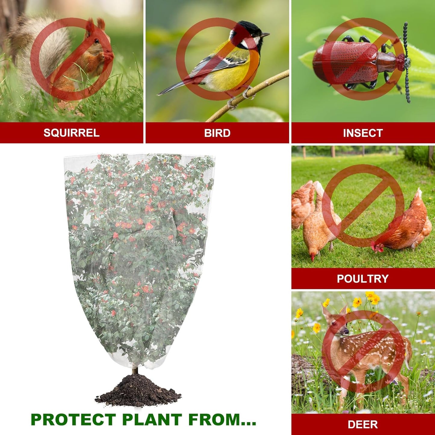 Outlet [4 Pack] Garden Plant Netting - 2 Sizes, Net Cover Bags for Blueberry Bushes, Tomatoes, and Vegetables - Garden Netting for Optimal Plant Protection.