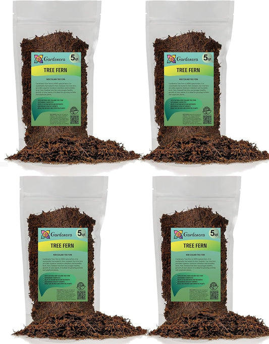 GARDENERA's Premium New Zealand Tree Fern - 20 Quart - Growing Medium for Orchids and Epiphytes | Provides Optimal Drainage and Aeration (4 Bags of 5 Quart)