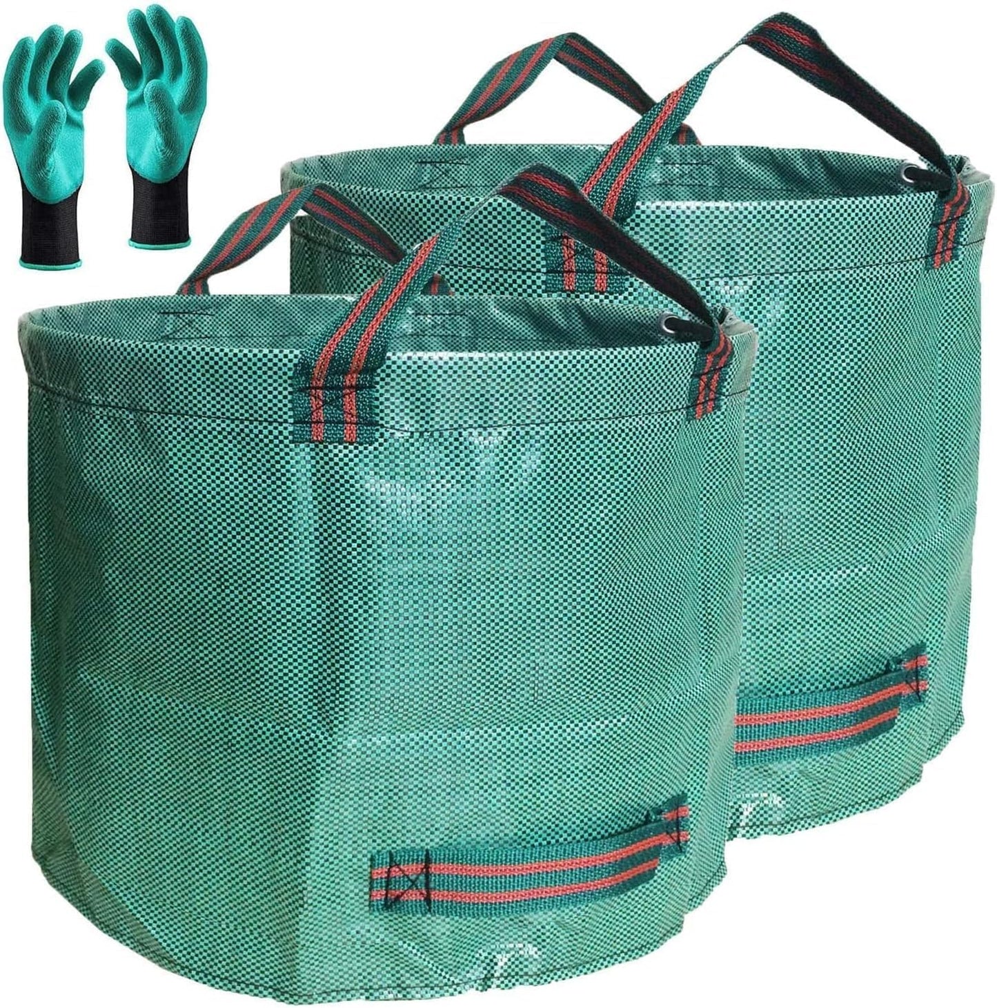Professional 2-Pack 106 Gallon Large Lawn Garden Bags (D31, H31 in) Yard Waste Bags with Gardening Gloves, Big Leaf Bag,Yard Debris Bags,Garden Trash Container,Lawn Grass Clippings,Weeds Bag 4 Handles