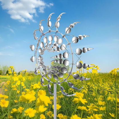Magical Metal Windmill, Wind Spinners for Yard Garden, Outdoor Spinners, Windmill for Yard, Wind Sculptures & Spinners for Yard Garden Patio Decoration (1PCS Silver)