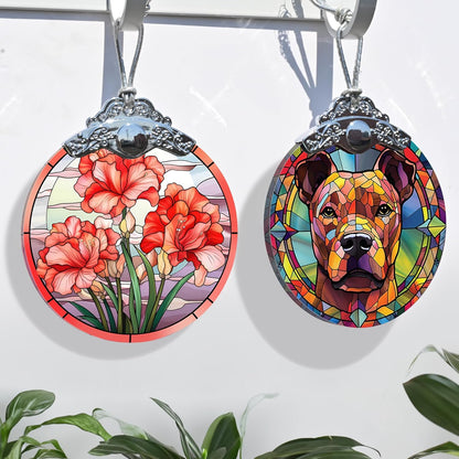 Dog Ornament, American Staffordshire Terrier Hanging Ornament - Glass, Christmas, Thanksgiving, Birthday Decorations and Gifts