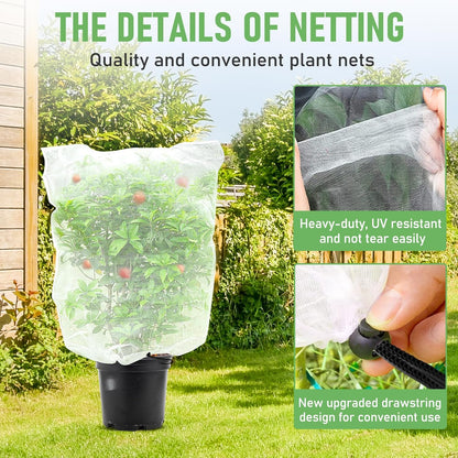 Fruit Tree netting, Blueberry Bush Netting Cover for Garden Protection, 4Pcs 3.3x4.9 FT Garden Plant Netting Pest Barrier for Raised Beds, Bug Mesh Net from Cicadas, Bird for Strawberry, Tomato