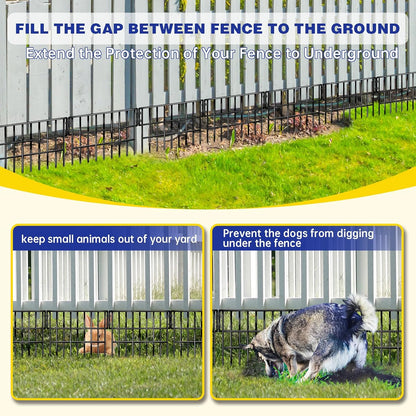 25 Panels Animal Barrier Fence, 27 Ft(L) X 13 in(H) No Dig Garden Edging Border for Yard, Anti Digging Defense Barrier, Rustproof Metal Outdoor Decorative Garden Fences for Dogs, Rabbits