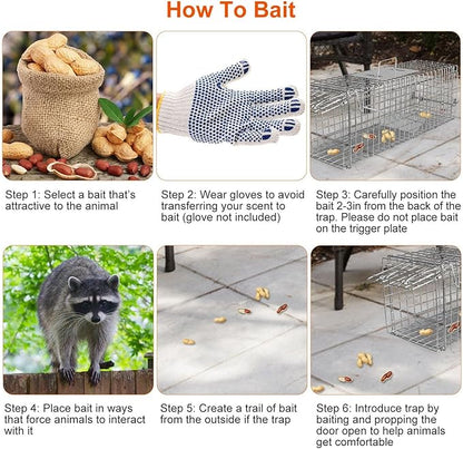 Moclever Humane Live Rat Trap Cage – Heavy-Duty Galvanized Iron Rodent Trap, Safe & Effective Live Capture for Rats, Mice, Squirrels, Raccoons & Small Animals – 23.3" x 7.24" x 7.72"