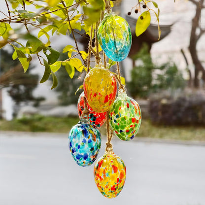 6pcs Decorative Hanging Christmas Balls Ornaments Gazing Ball, Hand Blown Xmas Glass Ball for Holiday Outdoor Garden Décor