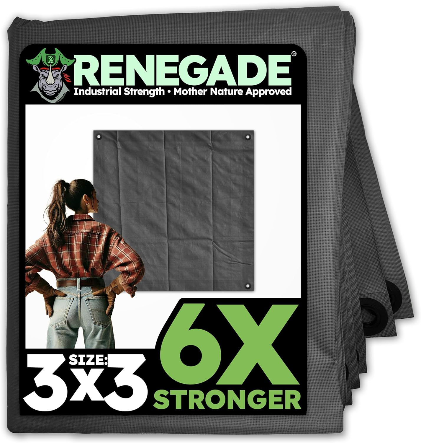 RENEGADE Industrial Cargo Tarp 3x3 ft – Heavy Duty, 6X Stronger, Waterproof, PFAS-Free – Trunk & Cargo Area Protection for Cars, SUVs & Crossovers