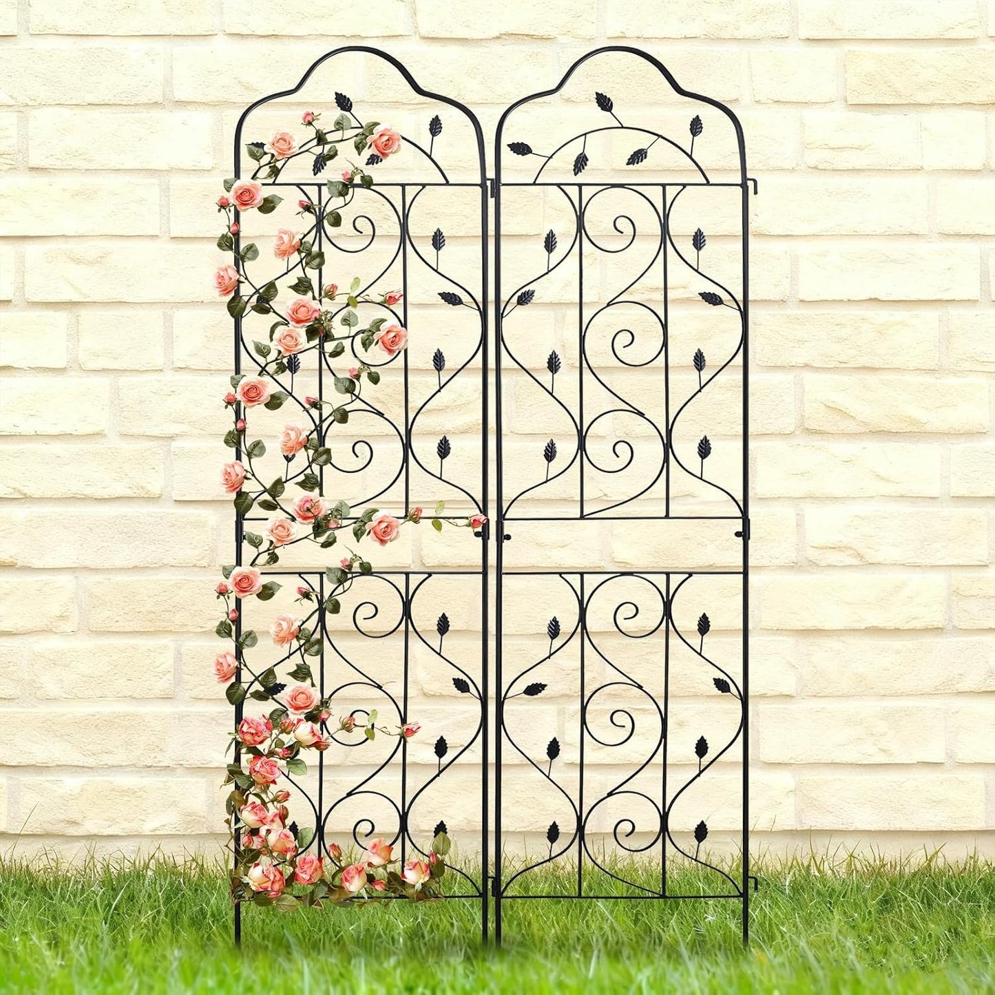 hogardeck 4 Packs 72 * 18 inch Metal Garden Trellis for Climbing Plants Outdoor,Heavy Duty,Black Coating Rustproof Trellis for Rose, Vegetable, Flowers, Expandable,Perfect for Training Climbing Plants