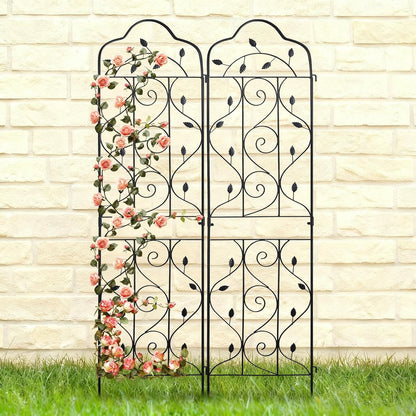 hogardeck 4 Packs 72 * 18 inch Metal Garden Trellis for Climbing Plants Outdoor,Heavy Duty,Black Coating Rustproof Trellis for Rose, Vegetable, Flowers, Expandable,Perfect for Training Climbing Plants