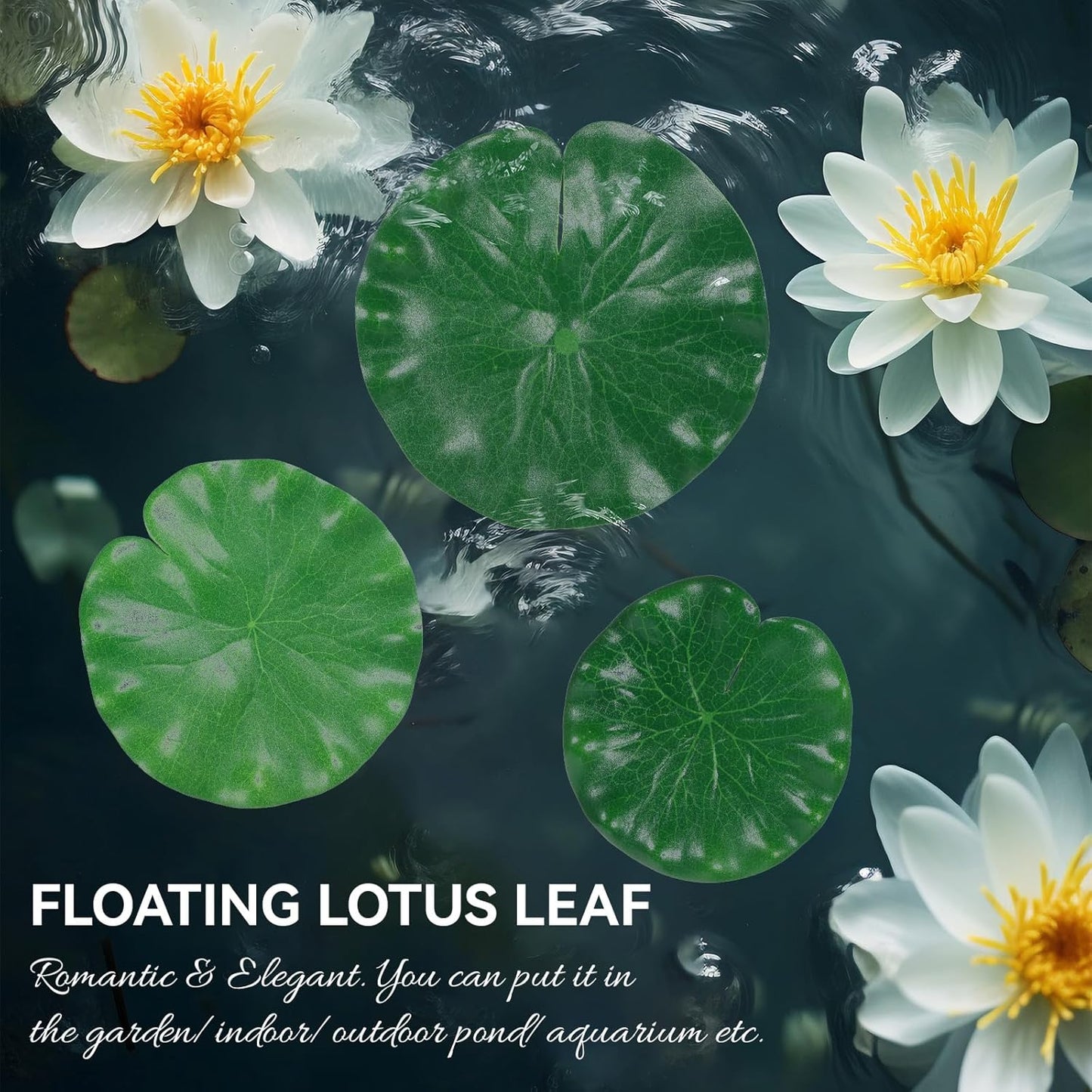 12Pcs Lily Pads for Ponds, Artificial Floating Foam Lotus Leaves Realistic Water Lily Pads Foliage Pond Decor for Pool Koi Fish Patio Aquarium Outdoor Ponds