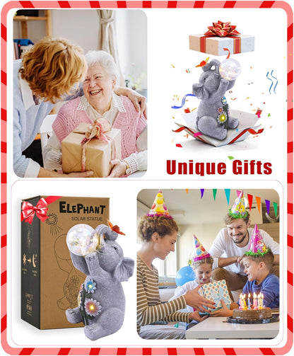 Nacome Solar Elephant Outdoor Statues for Garden: Outside Decor with Blow Bubbles Ball Lights Clearance for Yard Art Lawn Ornaments Porch Patio Balcony Home - Birthday Gifts for Grandma Mom Women