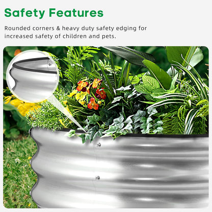 JERIA Raised Garden Bed,Galvanized Raised 2×2×1ft Planter Boxes Outdoor with Easy Assembly, Round Garden Bed for Vegetables, Fruits, Flowers