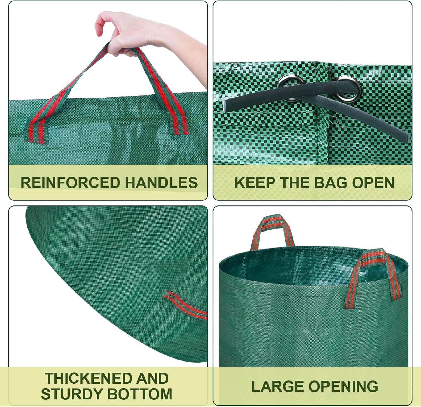 Remiawy Reusable Yard Waste Bags, 3 Packs 72 Gallons Lawn and Leaf Garden Bags with Reinforced Carry Handles Heavy Duty Garden Waste Bags Camping Yard Recycling Trash Bags for Debris Leaves Grass